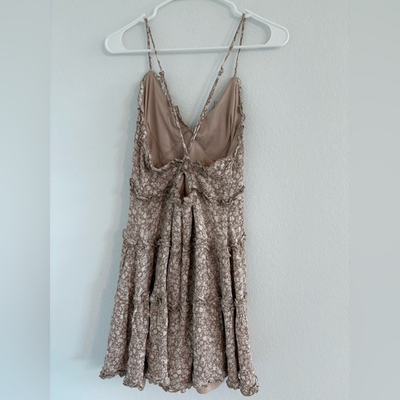 Altar’d State Beige Floral Tiered Ruffle Mini Dress - Picture 8 of 11